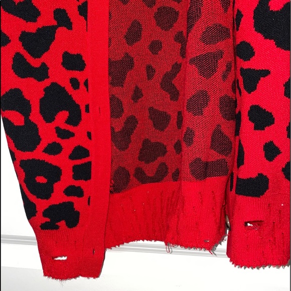 Long Red Leopard Cardigan - Picture 6 of 13